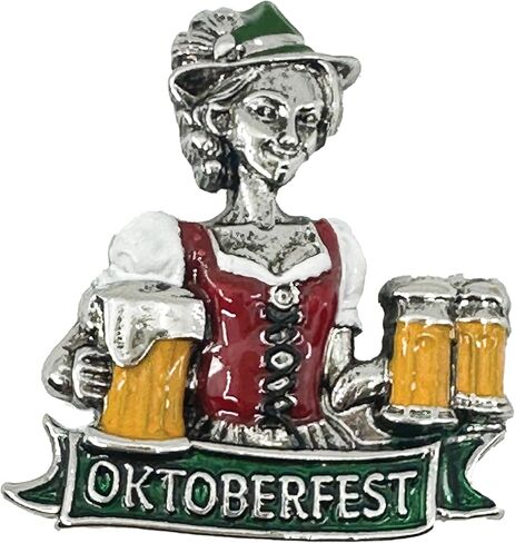 مهرجان سيدة ملونة مهرجان أكتوبر دبابيس القبعة الألمانية مع راية مهرجان أكتوبر ومشبك المعادن-يجب أن تكون دبابيس مهرجان أكتوبر القابلة للتحصيل لقبعة جبال الألب الألمانية بواسطة Oktoberfest Haus in Kuwait