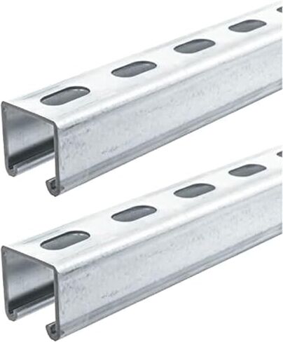 مسار عربة IRONROBUST بطول 4.75 قدم، 1-5/8 بوصة واسعة وعالية 12 قناة معدنية من الفولاذ على شكل حرف U مع أخدود شريط فولاذي مجلفن سميك، قوي ومتين.، فضي - قطعتان in Kuwait