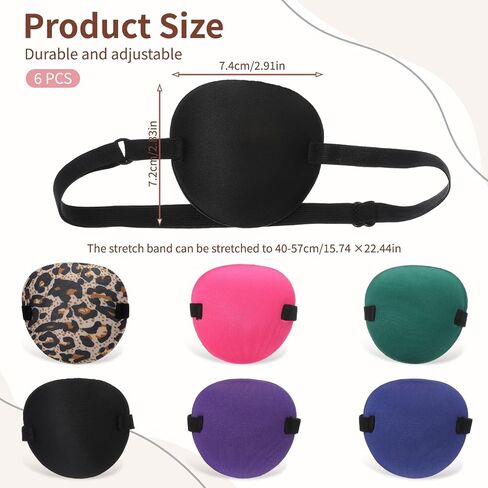 6Pcs Eye Patch, 3D Adjustable Medical Eye Patch for Adults and Kids, Amblyopia Lazy Eyes Patches for Left or Right Eyes, 6 Colors Soft EyePatches in Saudi Arabia