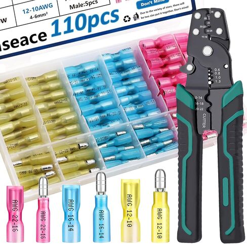 smseace 160pcs Bullet wire connectors with Crimp/Stripping/Cutting Multifunction wire crimping tool 22-10AWG Insulated Male/female Bullet Connector kit Electrical Bullet Crimp Connectors in Saudi Arabia