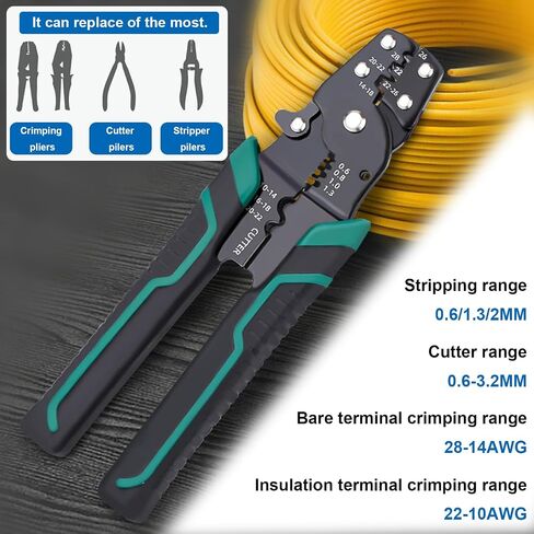 smseace 160pcs Bullet wire connectors with Crimp/Stripping/Cutting Multifunction wire crimping tool 22-10AWG Insulated Male/female Bullet Connector kit Electrical Bullet Crimp Connectors in Saudi Arabia