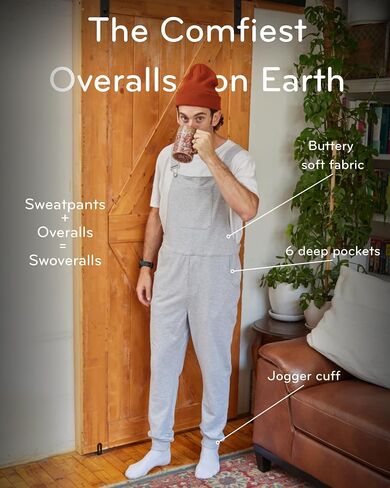 | Unisex Overalls for Men and Women | Soft Comfortable Lounge Overalls with Adjustable Straps and Jogger Cuffs | Casual Lightweight Overall in Saudi Arabia