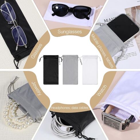 BEWUDY 12PCS Microfiber نظارات شمسية حقيبة نظارات ناعمة مع النظارات الشمسية مخزنة حقيبة نظارات محمولة للنساء والرجال 7 × 3.5 بوصة in Saudi Arabia
