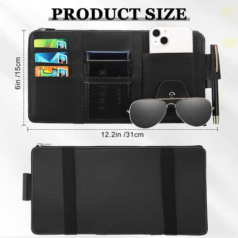 Boao 2 Packs Car Sun Visor Organizer ، حاملي النظارات الشمسية للسيارة Sun Visor Pu Auto Interior Idavory حامل مستندات السفر مع جيب متعدد (رمادي ، 12.2 × 6.1 بوصة) in Saudi Arabia