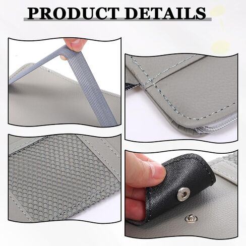 Boao 2 Packs Car Sun Visor Organizer ، حاملي النظارات الشمسية للسيارة Sun Visor Pu Auto Interior Idavory حامل مستندات السفر مع جيب متعدد (رمادي ، 12.2 × 6.1 بوصة) in Saudi Arabia