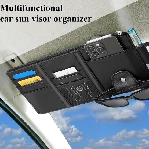 Boao 2 Packs Car Sun Visor Organizer ، حاملي النظارات الشمسية للسيارة Sun Visor Pu Auto Interior Idavory حامل مستندات السفر مع جيب متعدد (رمادي ، 12.2 × 6.1 بوصة) in Saudi Arabia