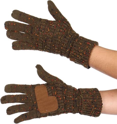 Touchscreen gloves women. Warm winter texting gloves Cable Knit. Authentic CC Gloves. Non slip faux suede palm. in Saudi Arabia