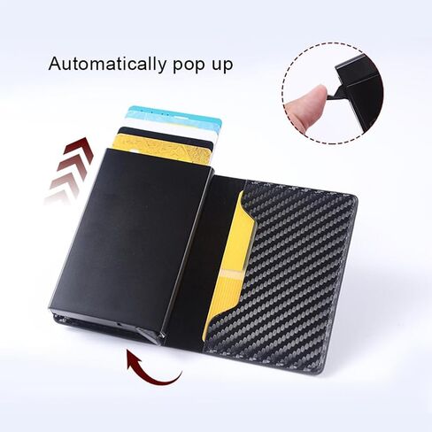 حامل بطاقة ألياف الكربون النحيف RFID حظر بطاقة الائتمان محفظة بطاقات العمل السوداء حامل الحالة للرجال ، الأسود+الإطار الفضي in Saudi Arabia