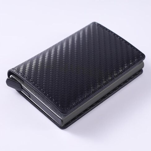 حامل بطاقة ألياف الكربون النحيف RFID حظر بطاقة الائتمان محفظة بطاقات العمل السوداء حامل الحالة للرجال ، الأسود+الإطار الفضي in Saudi Arabia