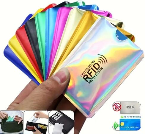 2pcs بطاقة حظر RFID لا تلامس NFC حامي بطاقة الائتمان حامل البطاقات مقاومة للماء الأكمام للنساء الرجال ، الأسود in Saudi Arabia