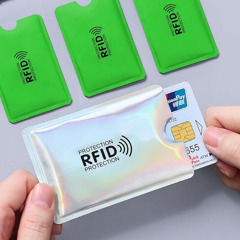 2pcs بطاقة حظر RFID لا تلامس NFC حامي بطاقة الائتمان حامل البطاقات مقاومة للماء الأكمام للنساء الرجال ، الأسود in Saudi Arabia
