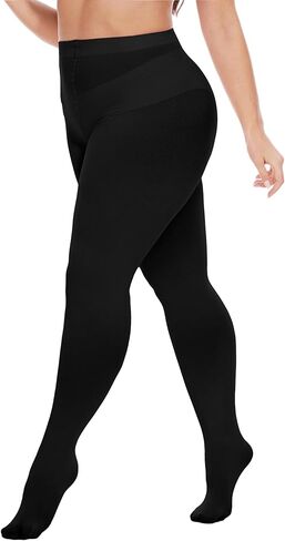 CityStl Women's Wimque Plus Size ، 80 Den Black Control Tops ، وألياف ميكروفيات ناعمة اللون الصلبة （XL-6XL） in Kuwait