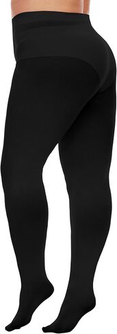 CityStl Women's Wimque Plus Size ، 80 Den Black Control Tops ، وألياف ميكروفيات ناعمة اللون الصلبة （XL-6XL） in Kuwait