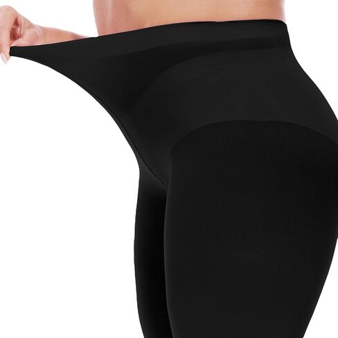 CityStl Women's Wimque Plus Size ، 80 Den Black Control Tops ، وألياف ميكروفيات ناعمة اللون الصلبة （XL-6XL） in Kuwait