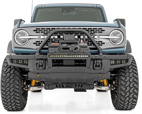 Rough Country High Winch Mount with 20" LED Light Bar for Ford Bronco (2021-2025) - Universal Winch Tray, 100W LED Bar in Saudi Arabia