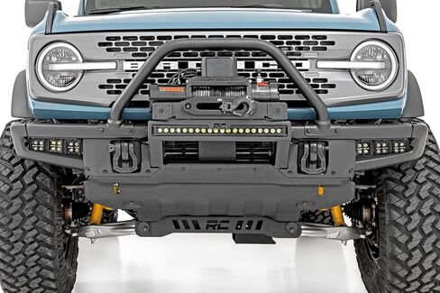 Rough Country High Winch Mount with 20" LED Light Bar for Ford Bronco (2021-2025) - Universal Winch Tray, 100W LED Bar in Saudi Arabia