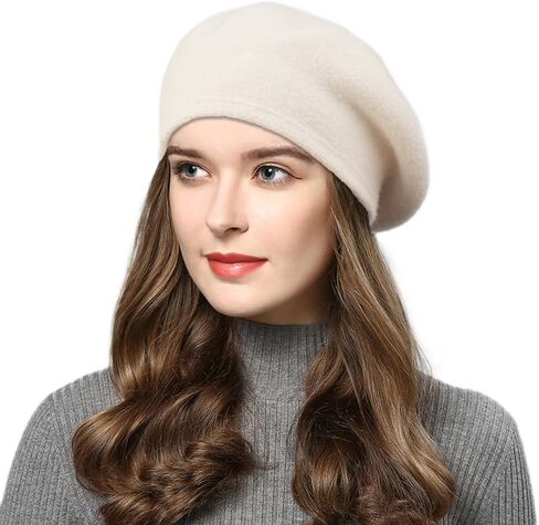 AICHUAN Womens Winter Beret Hat, Angora Knitted Beanie Cap Fall Winter French Classic Beret in Kuwait