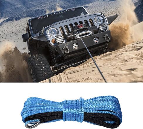 1/4'' x 50 Ft Car Synthetic Winch Rope Kit, 10,000LBs Winch Cable Line with Protecting Sleeve and Thimble, Universal Car Accessories for ATV UTV (Gray) in Saudi Arabia