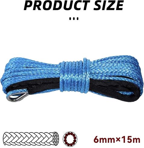 1/4'' x 50 Ft Car Synthetic Winch Rope Kit, 10,000LBs Winch Cable Line with Protecting Sleeve and Thimble, Universal Car Accessories for ATV UTV (Gray) in Saudi Arabia
