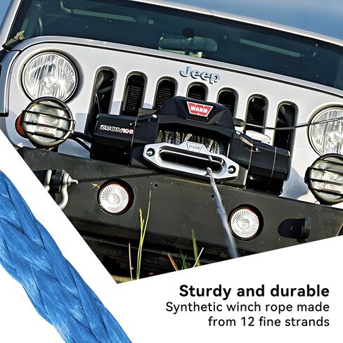 1/4'' x 50 Ft Car Synthetic Winch Rope Kit, 10,000LBs Winch Cable Line with Protecting Sleeve and Thimble, Universal Car Accessories for ATV UTV (Gray) in Saudi Arabia