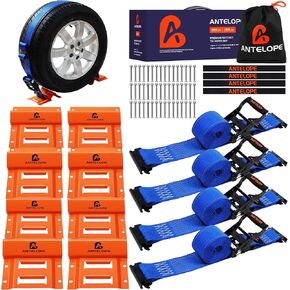 مجموعة أدوات ربط إيقاف العجلات ANTELOPE، طقم حزام ربط مقاس 2 × 6 بوصات، نظام ربط مقطورة عالي التحمل للعجلات مقاس 10 بوصة - 23 بوصة، مركبات ATV، UTVs، مقطورات، مصدات العجلات وتركيبات محكمة الربط، 4 عبوات (أزرق) in Kuwait