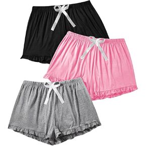 Milumia Women's Plus Size Pajama Shorts 3 Pack Ruffle Hem Sleep Lounge Pj Shorts in Saudi Arabia