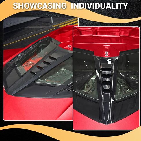 زخرفة نافذة تقسيم خلفية سوداء ، ABS CAR Plastic Car الخلفية الخلفية لارفيل ، ملحقات تقليم لوحة خارجي لـ Corvette C8 Stingray Z51 2020+ لـ C8 Z06/E-ray 2023+ in Kuwait
