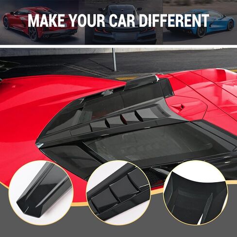 زخرفة نافذة تقسيم خلفية سوداء ، ABS CAR Plastic Car الخلفية الخلفية لارفيل ، ملحقات تقليم لوحة خارجي لـ Corvette C8 Stingray Z51 2020+ لـ C8 Z06/E-ray 2023+ in Kuwait