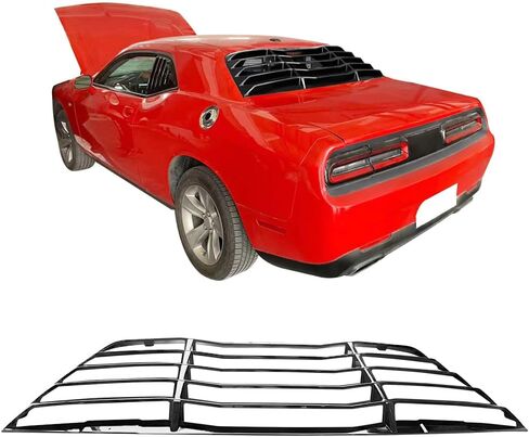 Ikon Motorsports ، Window Counver متوافق مع 2008-2023 Dodge Challenger ، Gloss Black Sun Shade Cover الخلفية الزجاج الأمامي ، 2009 2010 2011 2013 2014 2015 2015 2017 2018 2019 2020 in Kuwait