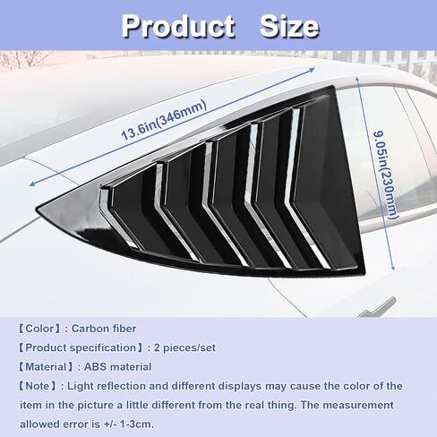 Side Window Louvers Compatible with Model 3 2017-2024 Sport Decoration Accessories Air Vent Scoop Louver Window Scoop Louver Cover Glossy Black（Not for Highland） in Kuwait