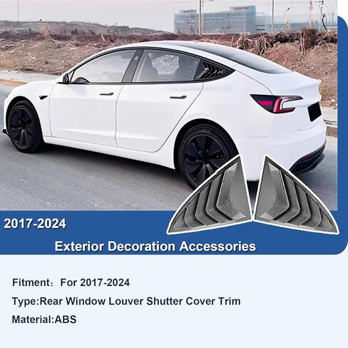 Side Window Louvers Compatible with Model 3 2017-2024 Sport Decoration Accessories Air Vent Scoop Louver Window Scoop Louver Cover Glossy Black（Not for Highland） in Kuwait