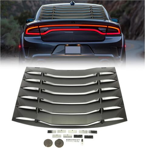 KUAFU Rear Windshield Window Louver Compatible with 2011-2023 Dodge Charger Windshield Sun Shade Cover Anti-Peeping and Sunlight Barrier GT Lambo Style Powder Coated Black in Saudi Arabia