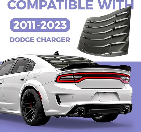 KUAFU Rear Windshield Window Louver Compatible with 2011-2023 Dodge Charger Windshield Sun Shade Cover Anti-Peeping and Sunlight Barrier GT Lambo Style Powder Coated Black in Saudi Arabia