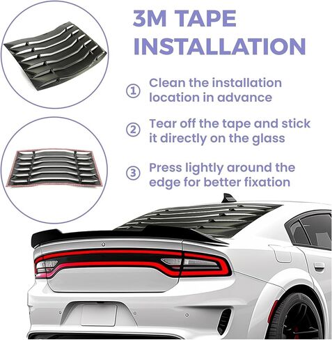 KUAFU Rear Windshield Window Louver Compatible with 2011-2023 Dodge Charger Windshield Sun Shade Cover Anti-Peeping and Sunlight Barrier GT Lambo Style Powder Coated Black in Saudi Arabia