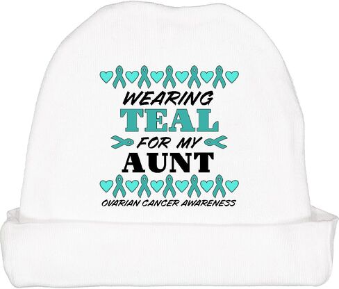 inktastic Wearing Teal for My Aunt- Ovarian Cancer Awareness Baby Beanie Hat in Saudi Arabia
