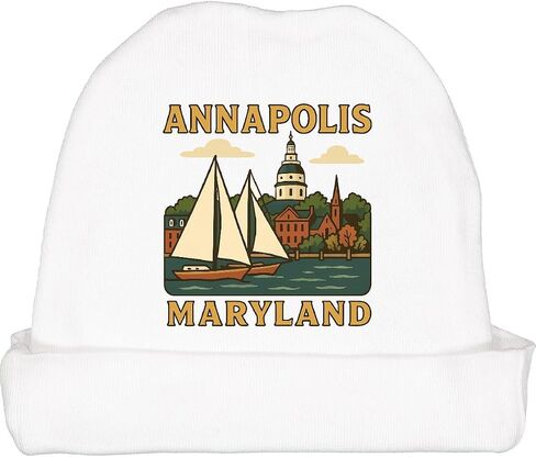 inktastic Annapolis Maryland Scenic Sailbat Sailator Illustration Baby Beanie Hat in Saudi Arabia