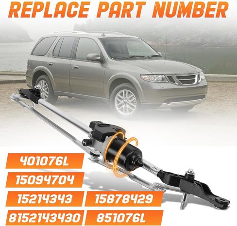 محرك ممسحة الزجاج الأمامي وتجميع الربط المتوافق مع بويك شيفروليه GMC Isuzu Oldsmobile SAAB Models # 401076L ، 15094704 ، 15214343 ، 8152143430 ، 15878429 ، 851076L. in Saudi Arabia
