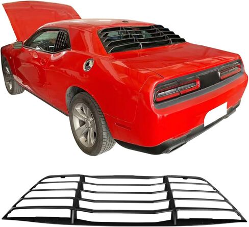 Ikon Motorsports ، Window Counver متوافق مع 2008-2023 Dodge Challenger ، Gloss Black Sun Shade Cover الخلفية الزجاج الأمامي ، 2009 2010 2011 2013 2014 2015 2015 2017 2018 2019 2020 in Kuwait