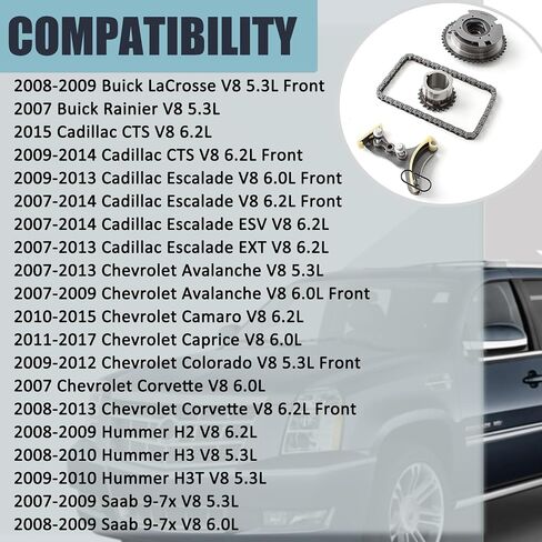 TK3216VVT 3SRH60 Timing Chain Kit Fit for Chevrolet Avalanche Camaro Colorado Express Silverado Suburban Tahoe Cadillac Escalade GMC Canyon Savana Sierra Yukon Hummer 4.8L 5.3L 6.0L 6.2L in Saudi Arabia