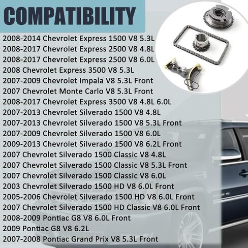 TK3216VVT 3SRH60 Timing Chain Kit Fit for Chevrolet Avalanche Camaro Colorado Express Silverado Suburban Tahoe Cadillac Escalade GMC Canyon Savana Sierra Yukon Hummer 4.8L 5.3L 6.0L 6.2L in Saudi Arabia