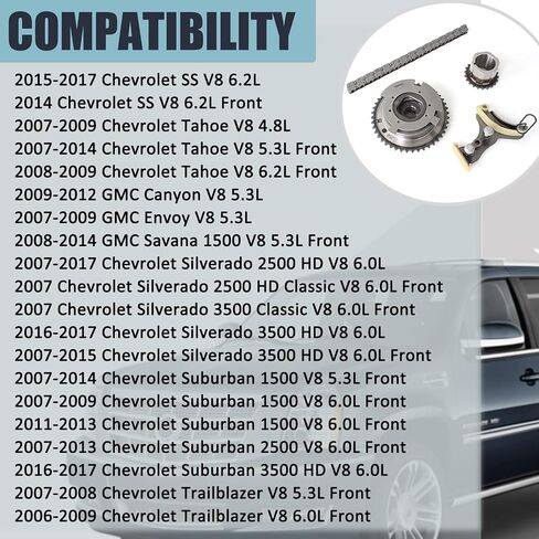 TK3216VVT 3SRH60 Timing Chain Kit Fit for Chevrolet Avalanche Camaro Colorado Express Silverado Suburban Tahoe Cadillac Escalade GMC Canyon Savana Sierra Yukon Hummer 4.8L 5.3L 6.0L 6.2L in Saudi Arabia