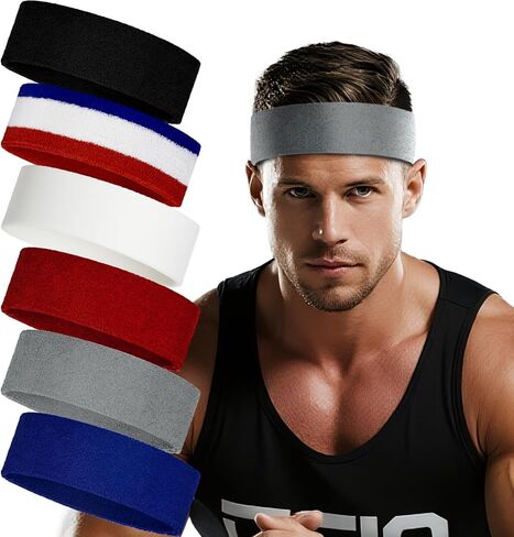 Sweatbands and Wristbands for Men and Women - 8 Pack Sweatband Set for Tennis, Basketball, Outdoor Activities, Running, Gym in Saudi Arabia