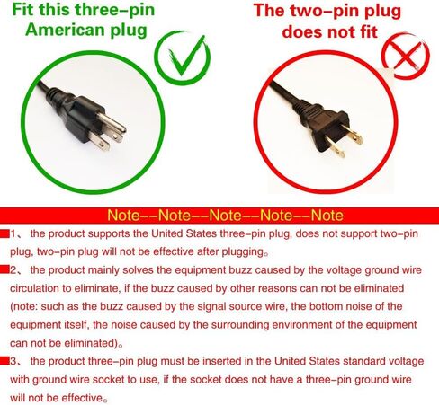 Huiop Plug-in AC Buzz Killer ، AC Ground Loop Love Eliminator Plug-in AC Buzz Killer Hum Eliminator Cannermeller in Kuwait