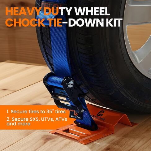 مجموعة أدوات ربط إيقاف العجلات ANTELOPE، طقم حزام ربط مقاس 2 × 6 بوصات، نظام ربط مقطورة عالي التحمل للعجلات مقاس 10 بوصة - 23 بوصة، مركبات ATV، UTVs، مقطورات، مصدات العجلات وتركيبات محكمة الربط، 4 عبوات (أزرق) in Kuwait