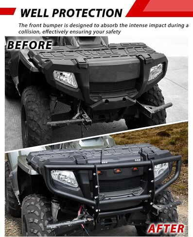 Front Bumper for Polaris Sportsman 450 500 600 700 800 2005-2010 Accessories, Heavy-Duty Combined Brush Guard Black Bumper Guard Protector with Light Bar Bracket in Saudi Arabia