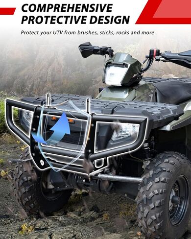 Front Bumper for Polaris Sportsman 450 500 600 700 800 2005-2010 Accessories, Heavy-Duty Combined Brush Guard Black Bumper Guard Protector with Light Bar Bracket in Saudi Arabia