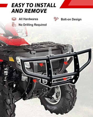 Front Bumper for Polaris Sportsman 450 500 600 700 800 2005-2010 Accessories, Heavy-Duty Combined Brush Guard Black Bumper Guard Protector with Light Bar Bracket in Saudi Arabia