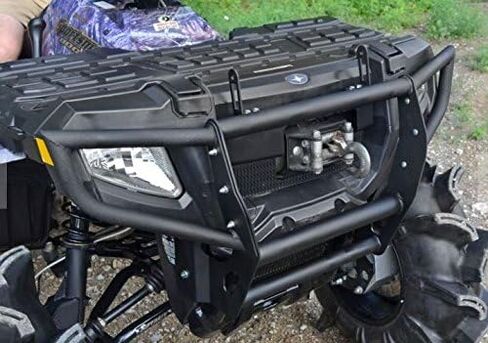 SuperATV Heavy-Duty Front Bumper for Polaris Sportsman 450 / 500 / 600 / 700 / 800 (See Fitment) | Blocks Brush / Debris | Black, Textured Finish | Easy Bolt-On Install | Protects Entire Front End! in Saudi Arabia