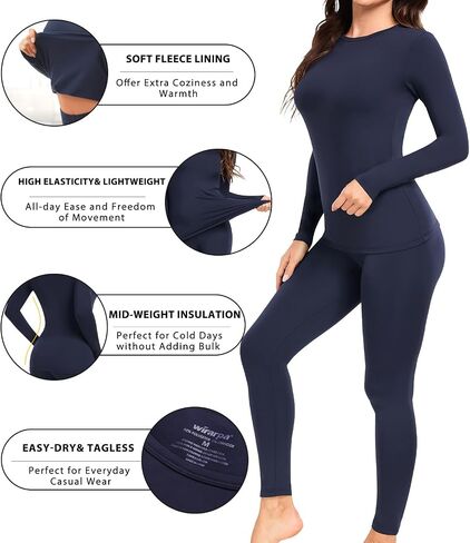 Wirarpa Women's Fleece المبطنة بالملابس الداخلية الحرارية وضعت طبقة قاعدة Johns الطويلة للنساء الشتاء أعلى القاع in Kuwait