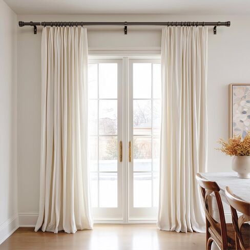 PORTRES Black Heavy Duty Curtain Rods for Windows 72 to 144 Inches Adjustable Length 1" Diameter Curtain Rod with Modern Decorative Finials for Outdoor Farmhouse Bedroom Kitchen Living Room in Saudi Arabia